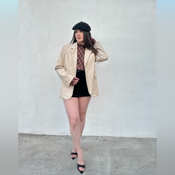 Jackets & Blazers - Leather blazer- nude